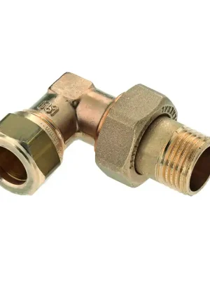 Mosazné svěrné šroubení rohové 1/2" x 15 mm Op = Op